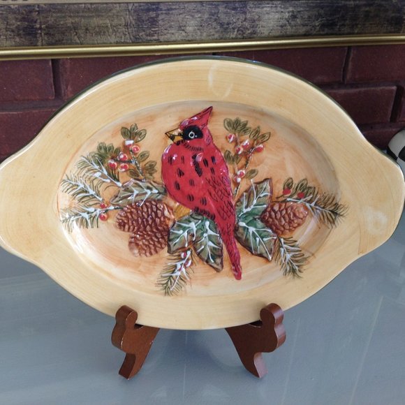 Beautiful Red Cardinal Small Platter - Picture 1 of 4